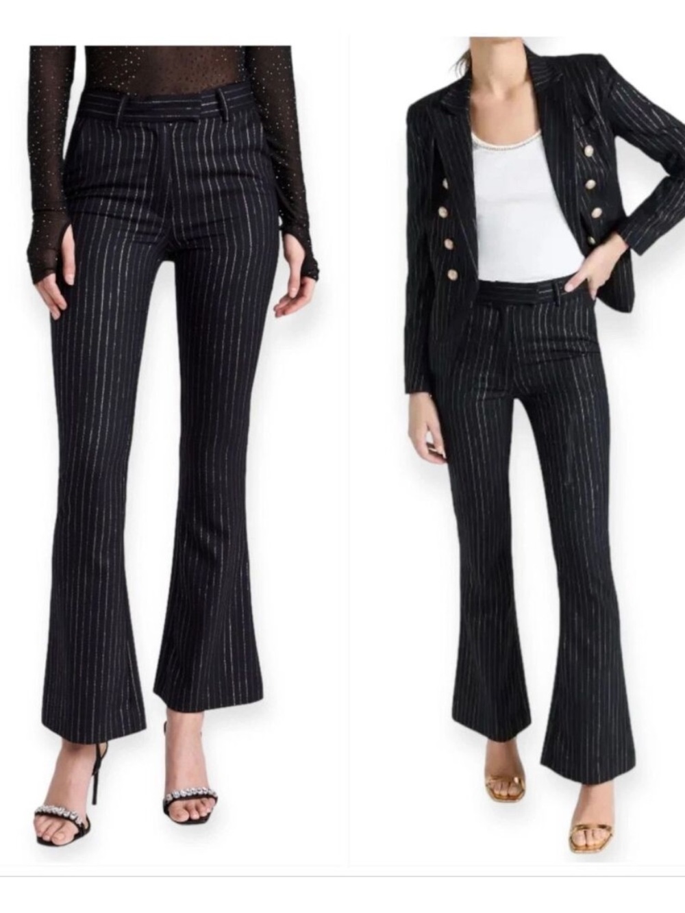 NWT Generation Love Jack Gold Pinstripe Flared Trousers